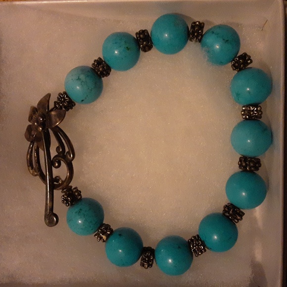 Vtg Faux Turquoise Bracelet - Picture 1 of 2